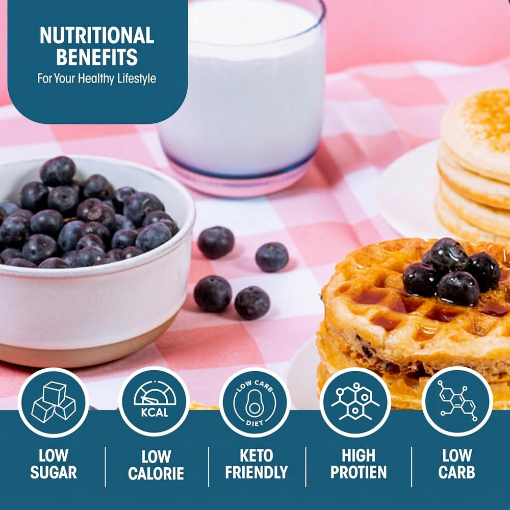 WonderSlim stack of blueberry pancakes highlighting fluffy protein benefit
