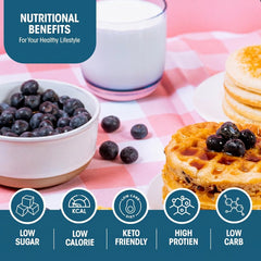 WonderSlim stack of blueberry pancakes highlighting fluffy protein benefit