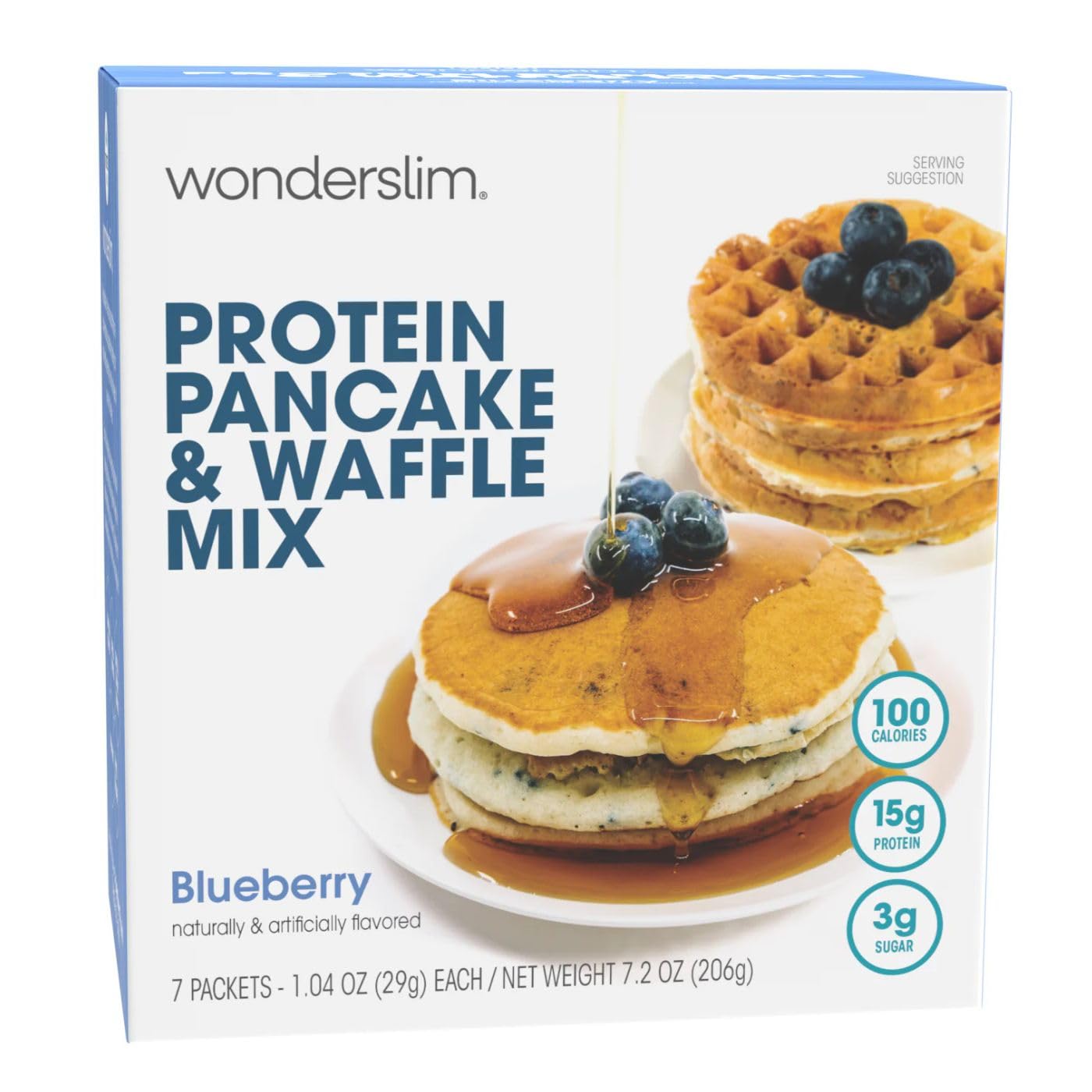 WonderSlim front packaging showing blueberry flavor and seven packets