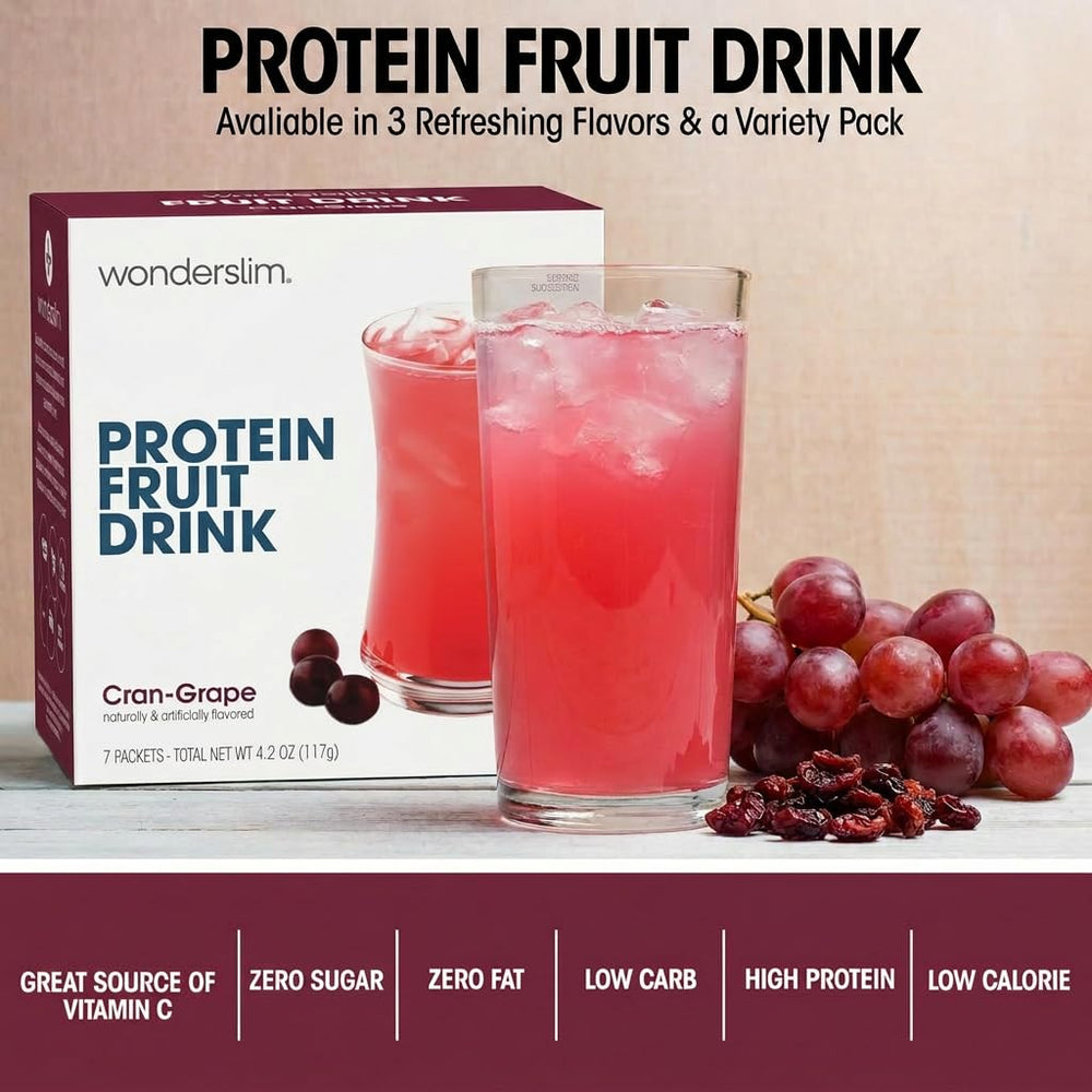 Wonderslim cran grape served over ice demonstrating cool, on-the-go refreshment