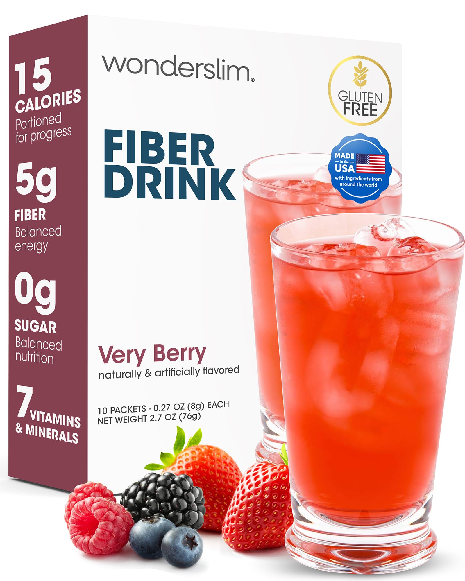 WonderSlim front packaging showing box and 10 packets for convenient fiber boost