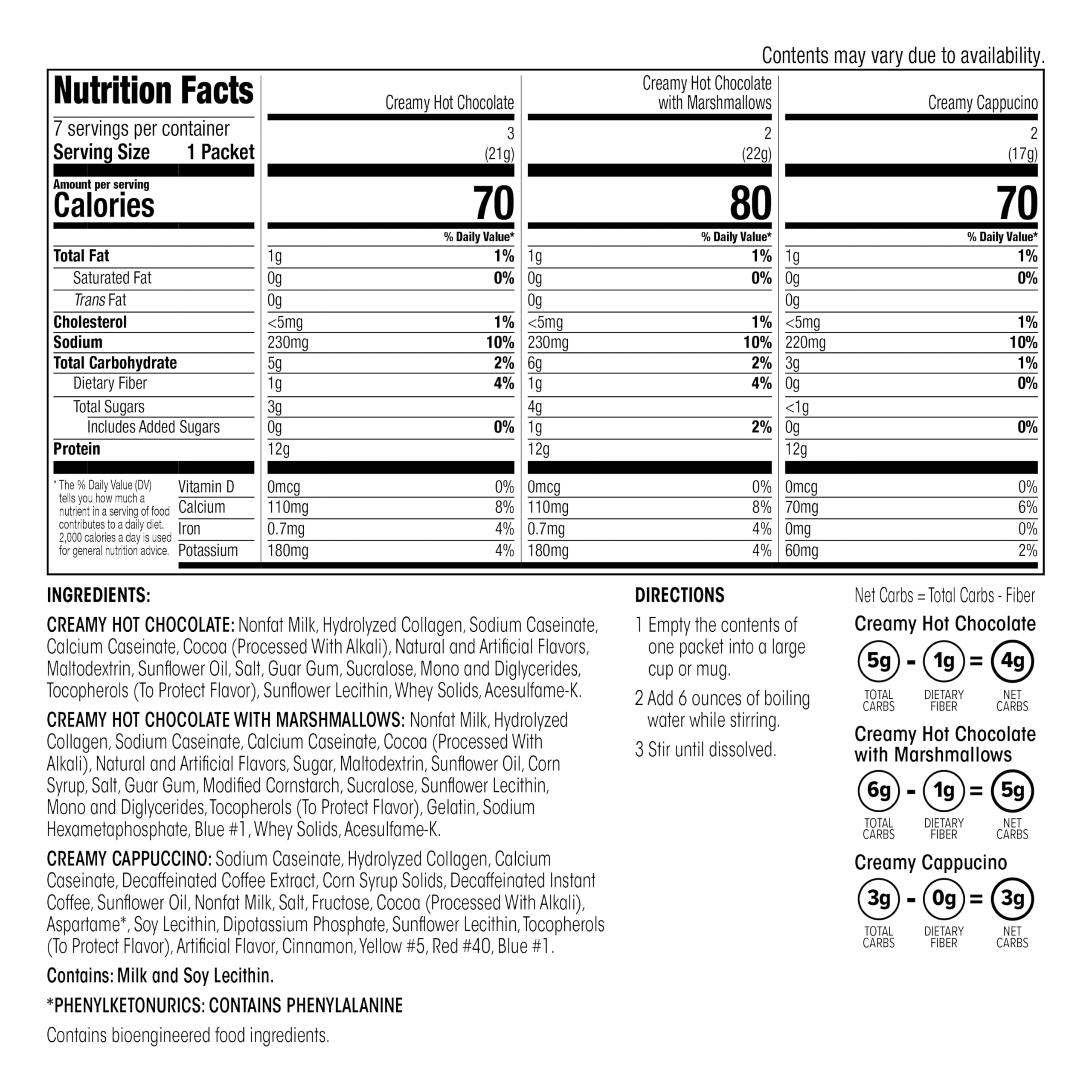 Wonderslim product box nutrition and ingredient label for transparency
