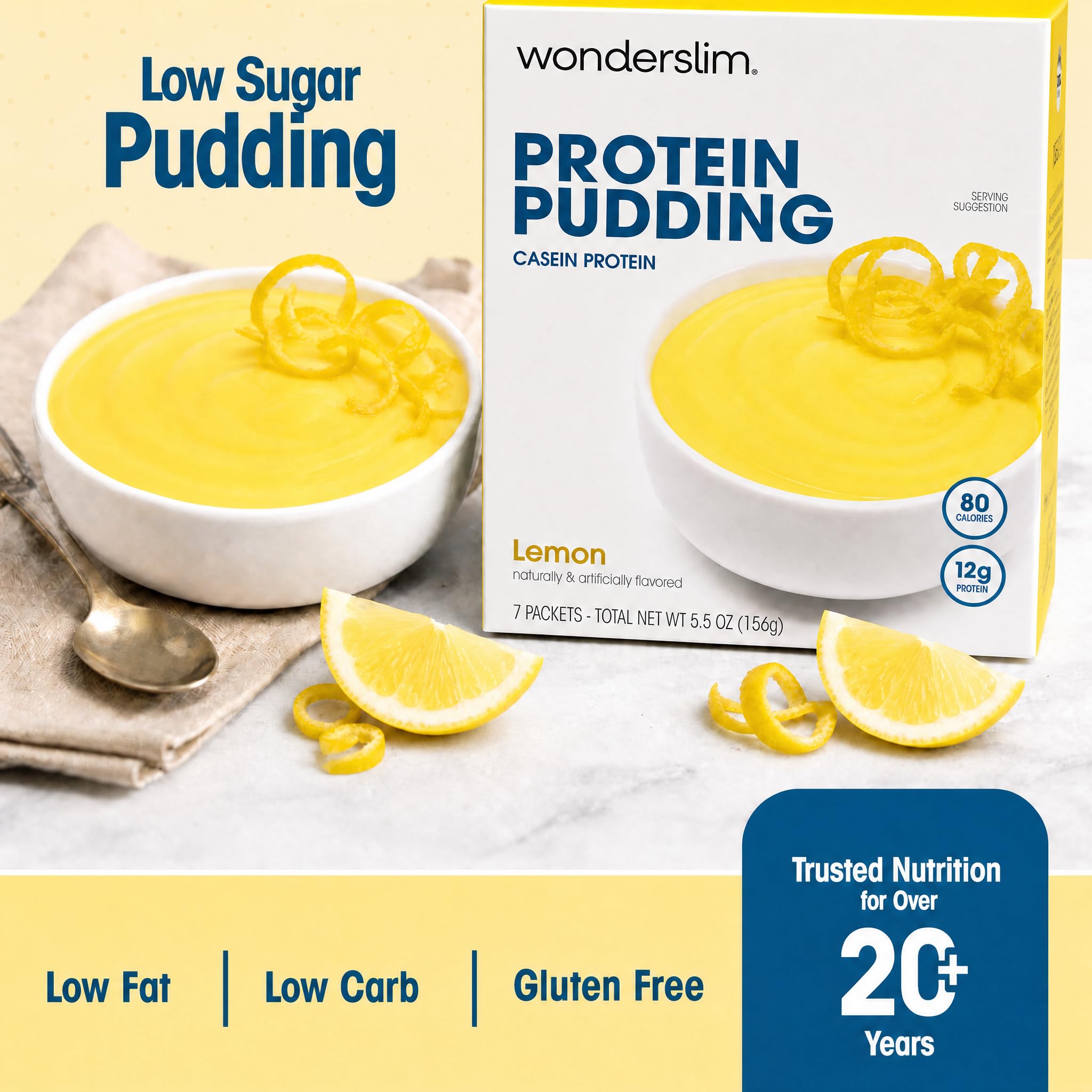 Nutrition label on WonderSlim container highlighting protein and low-carb facts