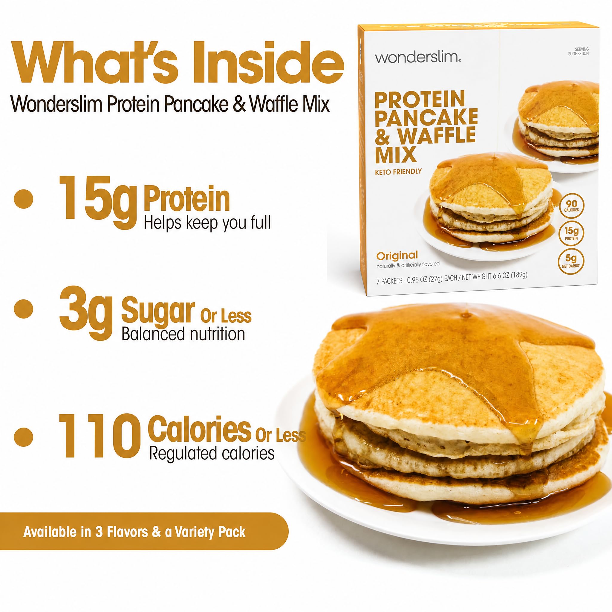 Close-up of a WonderSlim single-serve mix packet, clear portioning for easy prep