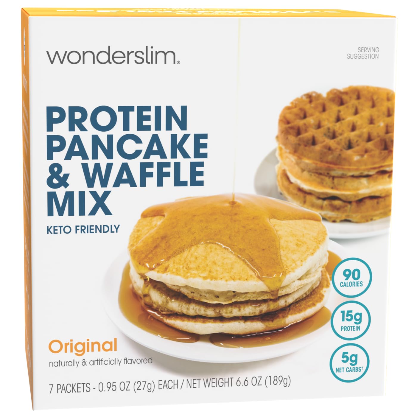 WonderSlim front packaging showing box and serving suggestion, convenient single-serve benefit