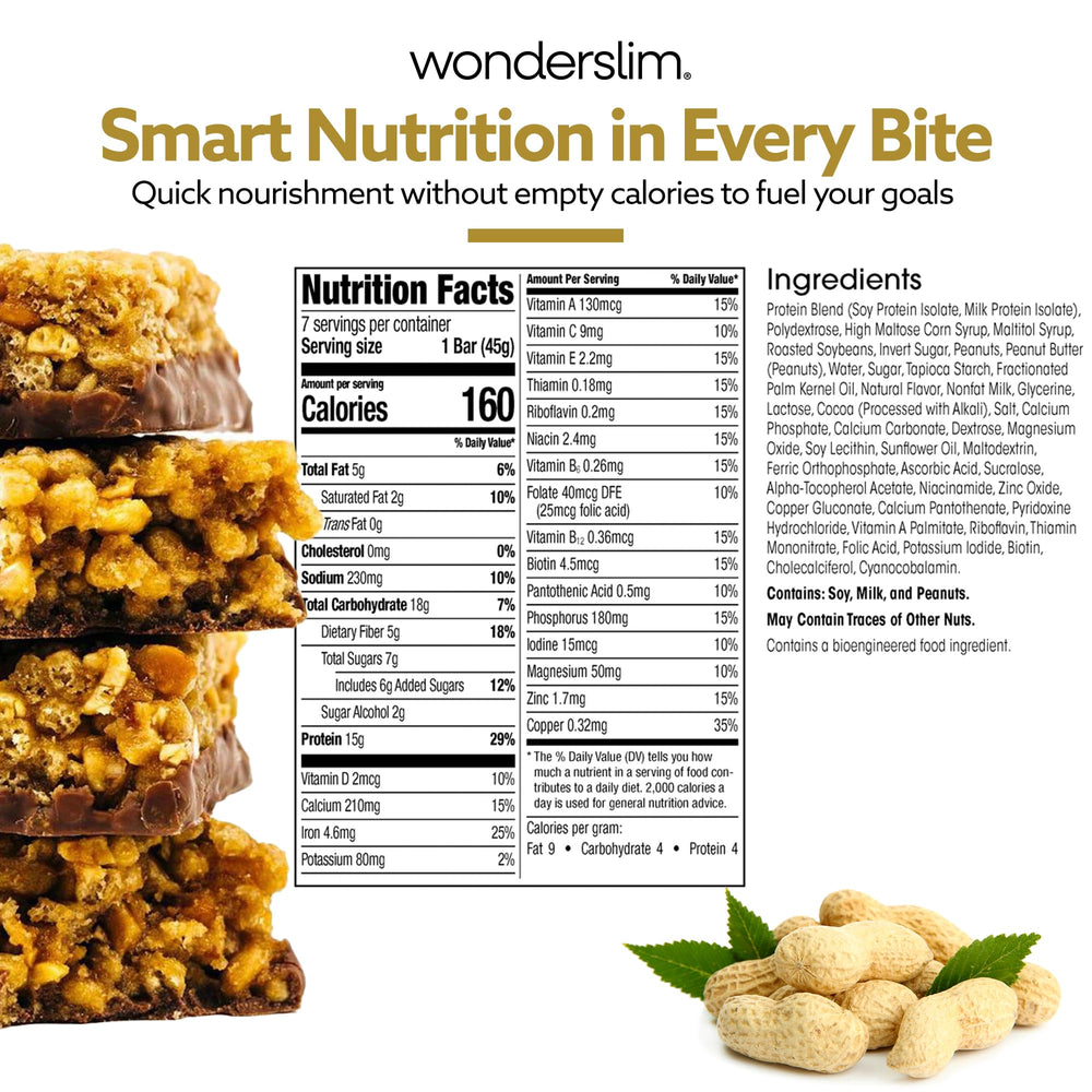WonderSlim peanut bar in hand demonstrating compact size and portion control benefit
