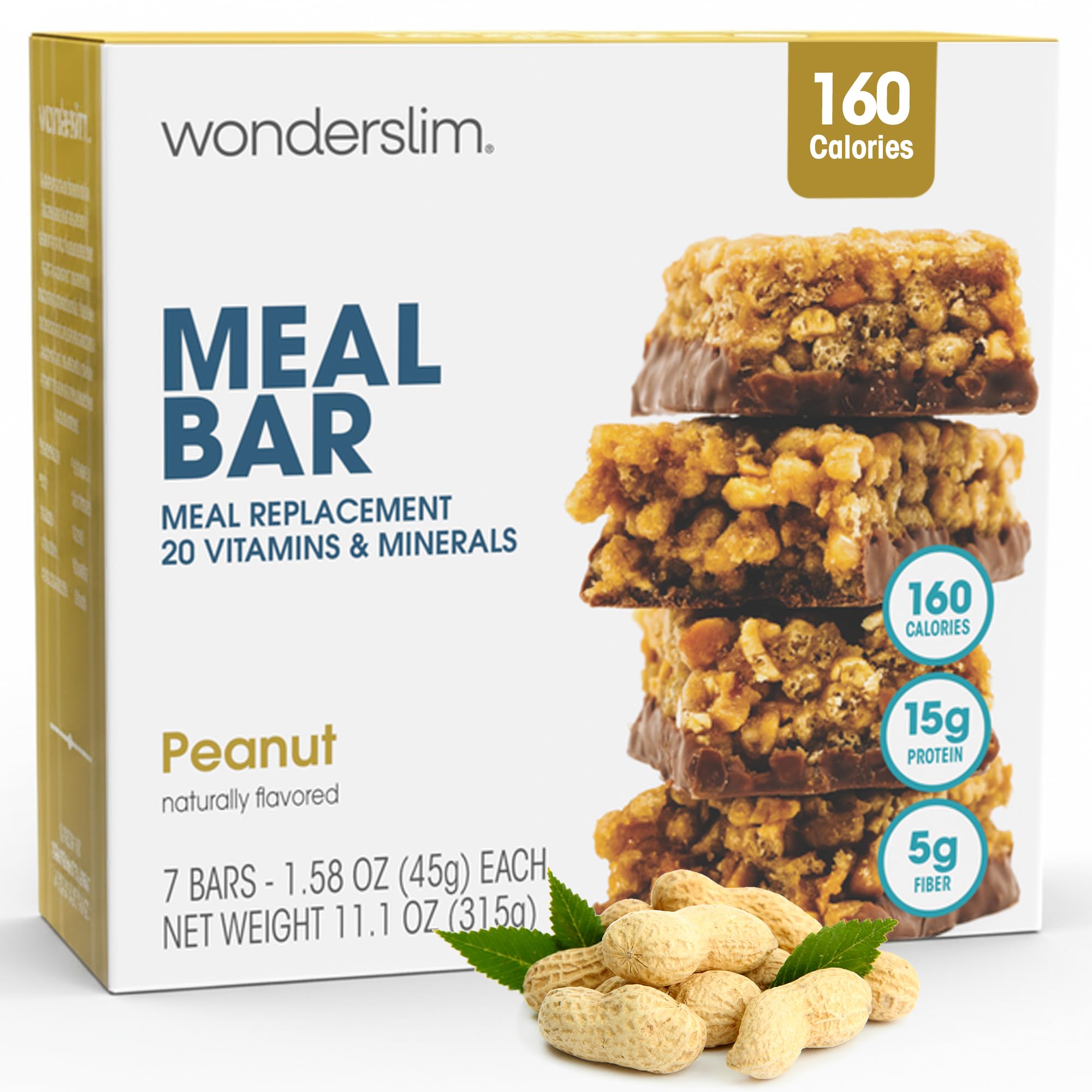 WonderSlim peanut front packaging showing 7-count convenience and low-calorie benefit