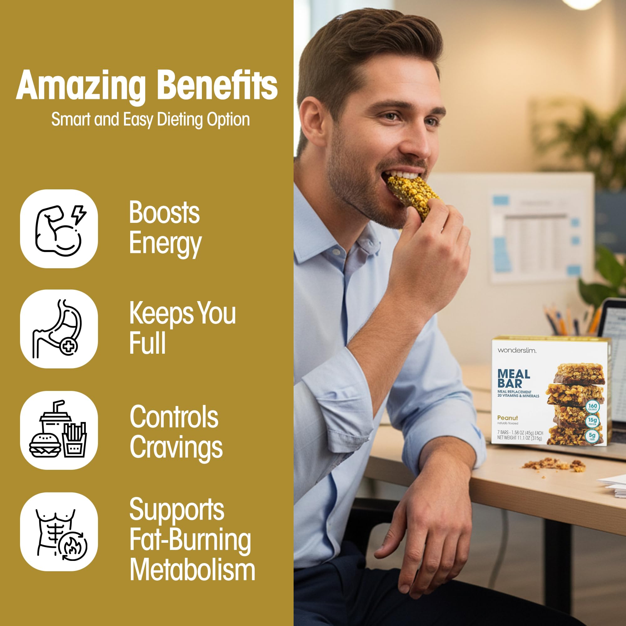 WonderSlim peanut ingredients styled with peanuts to suggest real nut flavor and quality