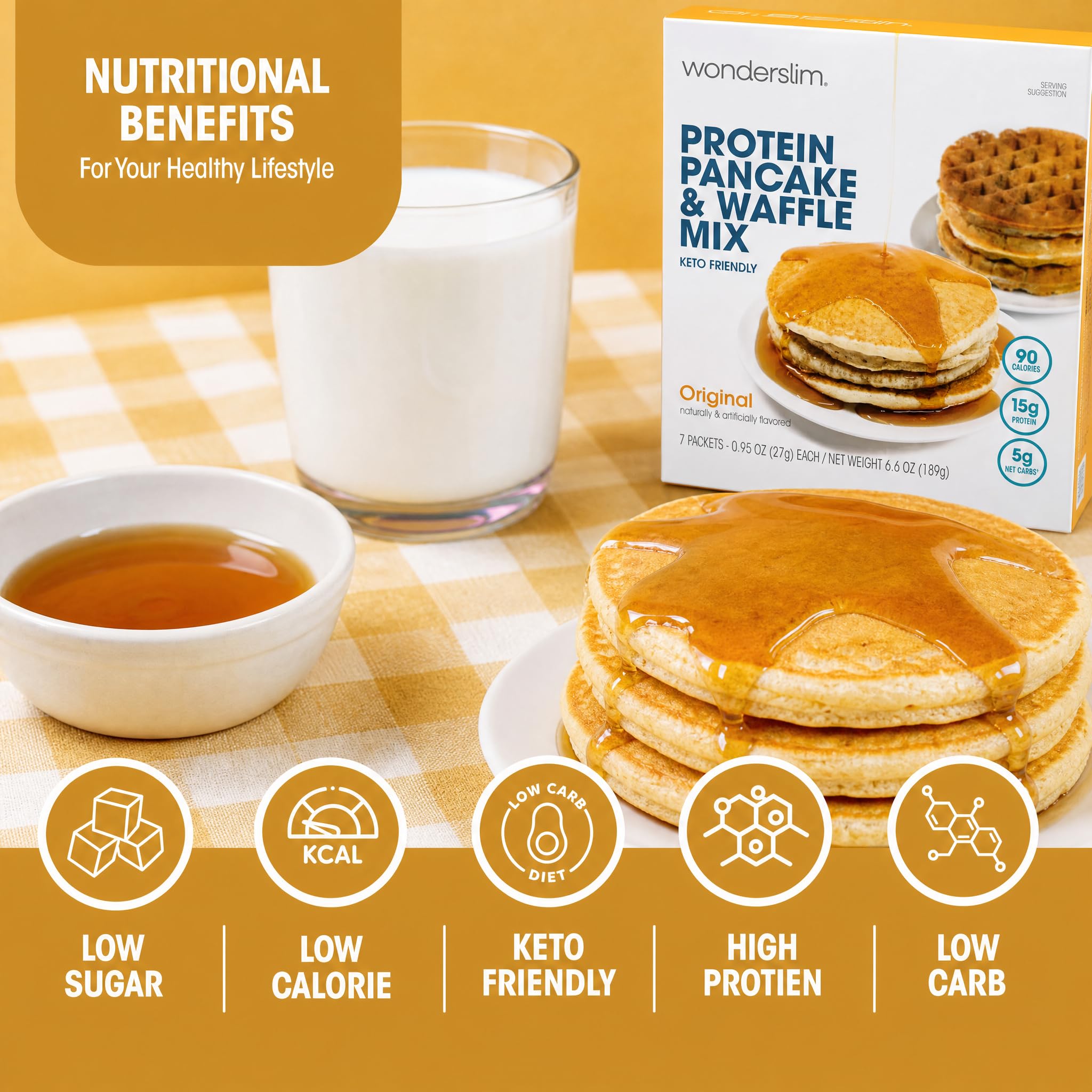 Golden WonderSlim waffle in waffle iron, quick-cook convenience highlighted