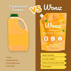 Woniz mango smoothie in glass showcasing quick drink preparation