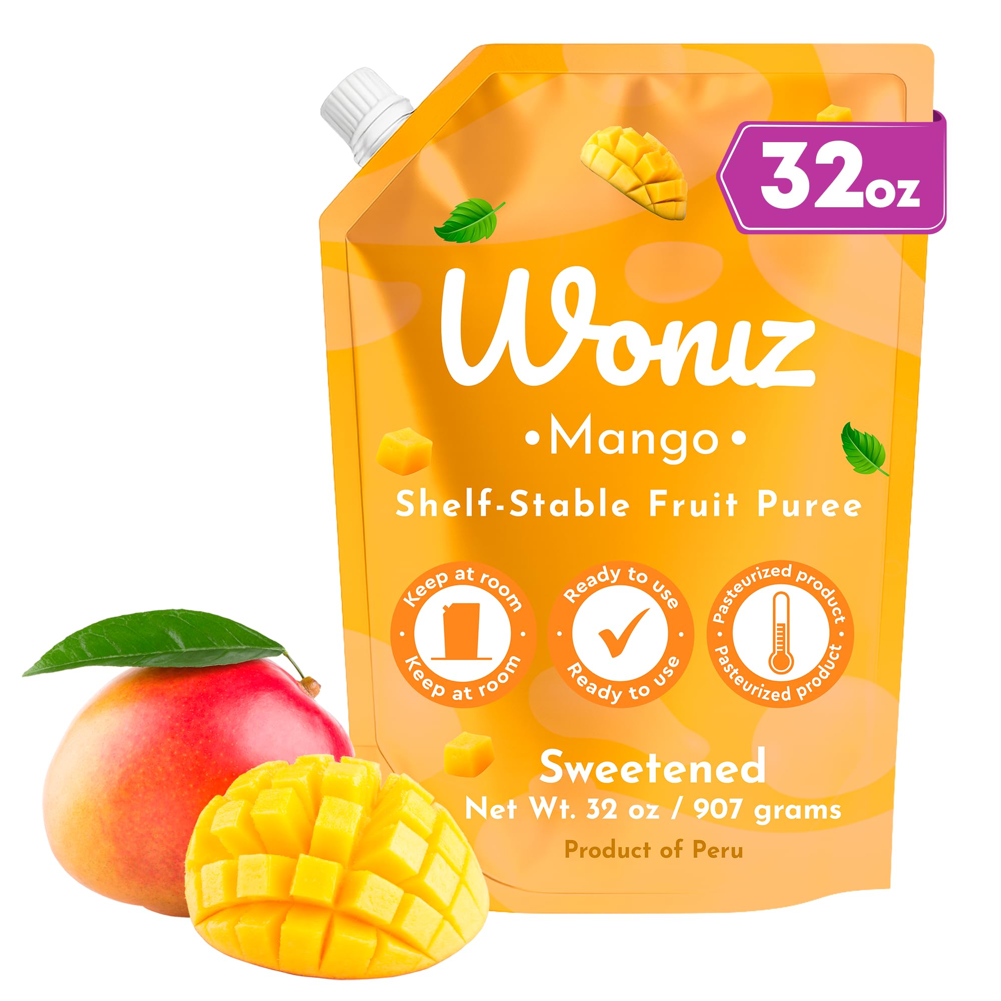 Woniz front pouch showing label and 32 oz size for easy identification