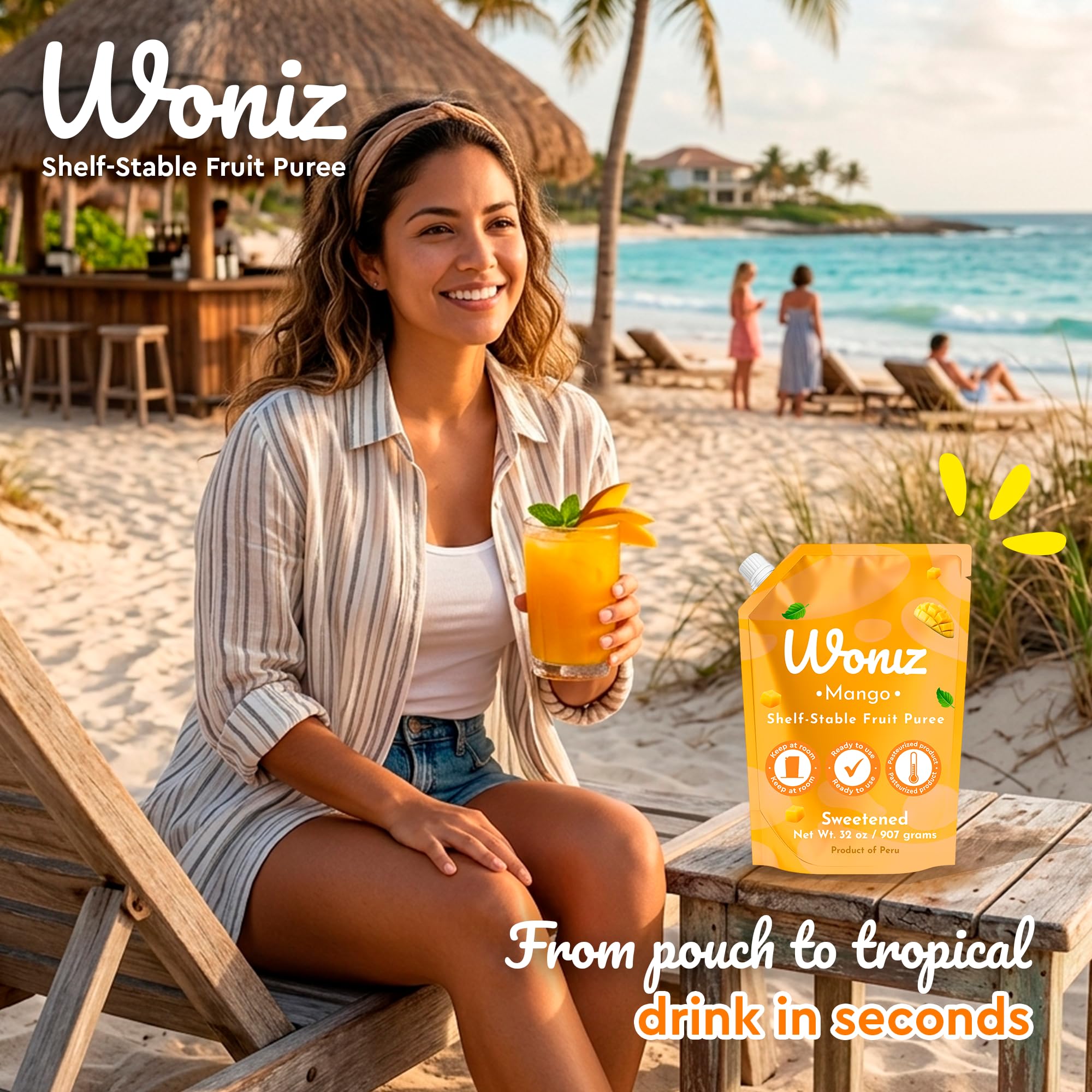 Woniz mango puree creamy texture close-up for smooth blending benefit