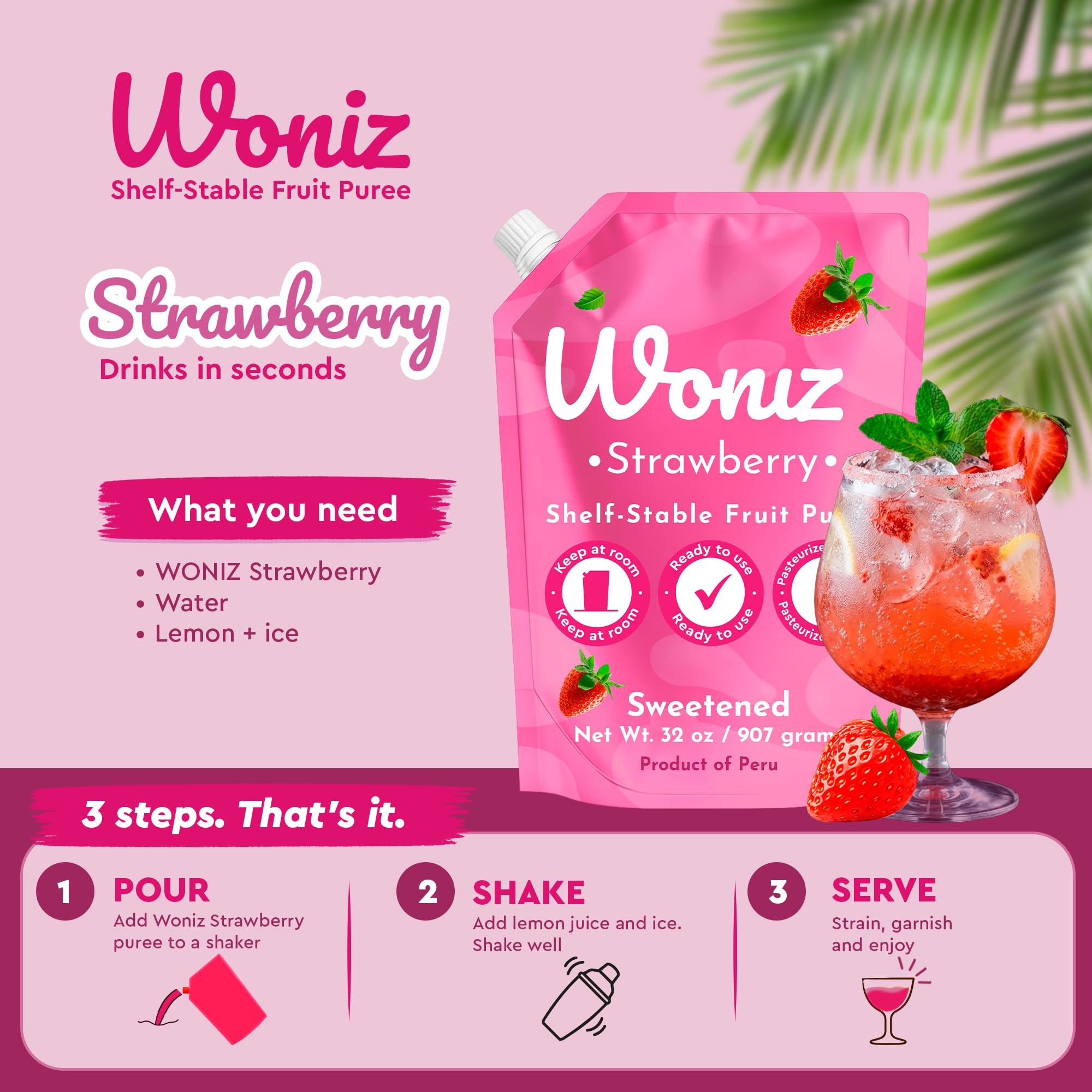 WONIZ pouch stored on pantry shelf highlighting shelf-stable storage advantage