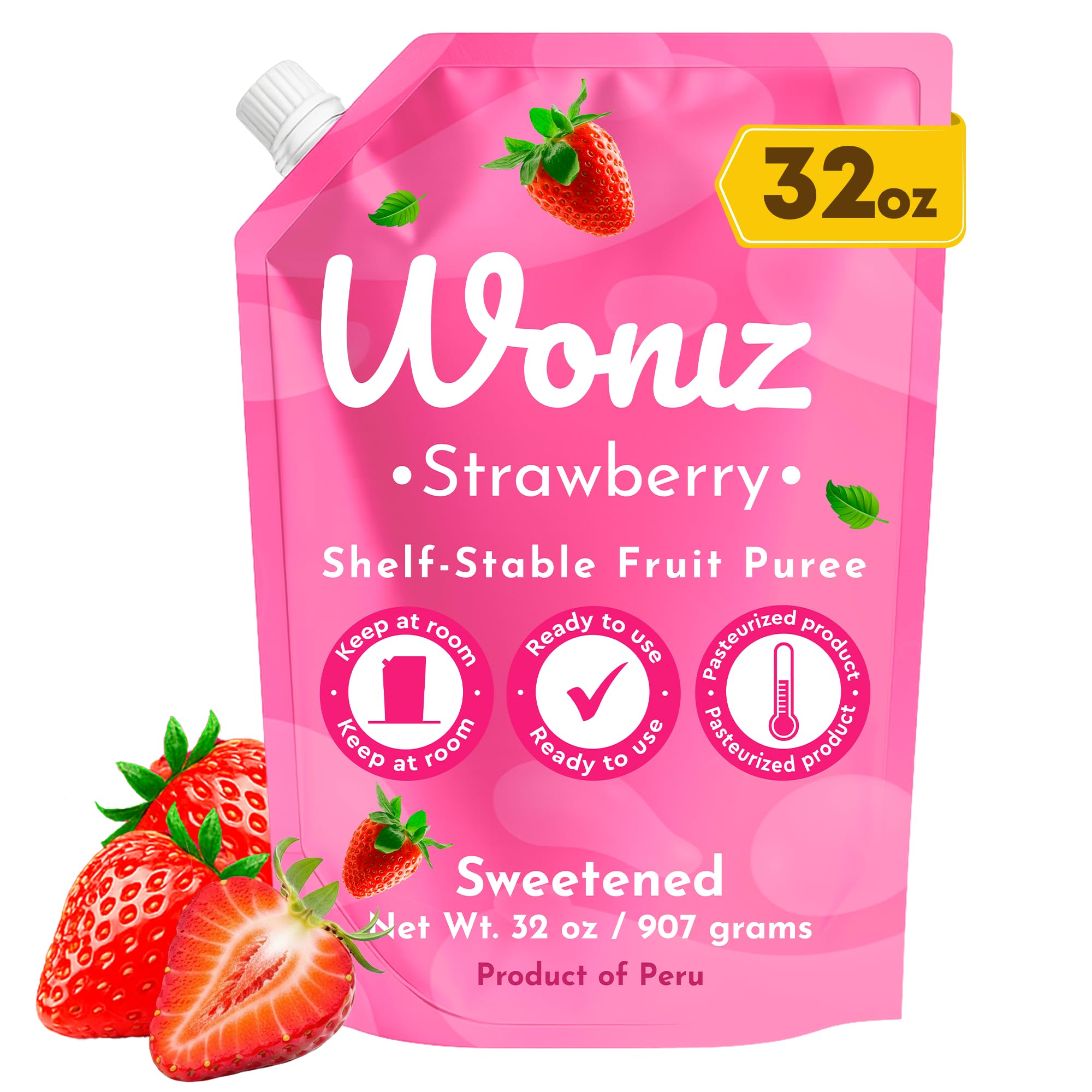 WONIZ pouch front view showing label and easy strawberry flavor convenience