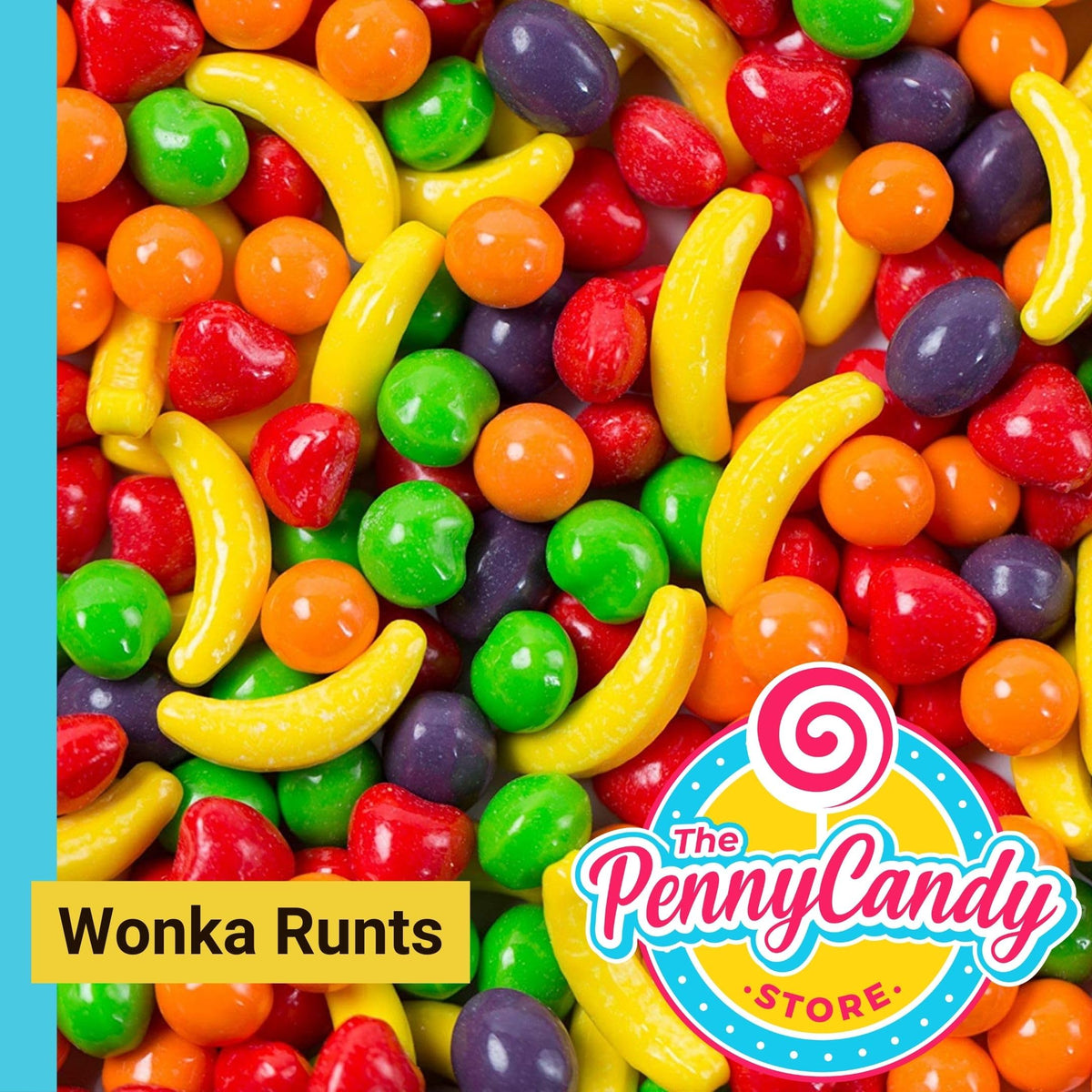 The Penny Candy Store wonka runts front packaging shows a full 1 lb bag, perfect for parties