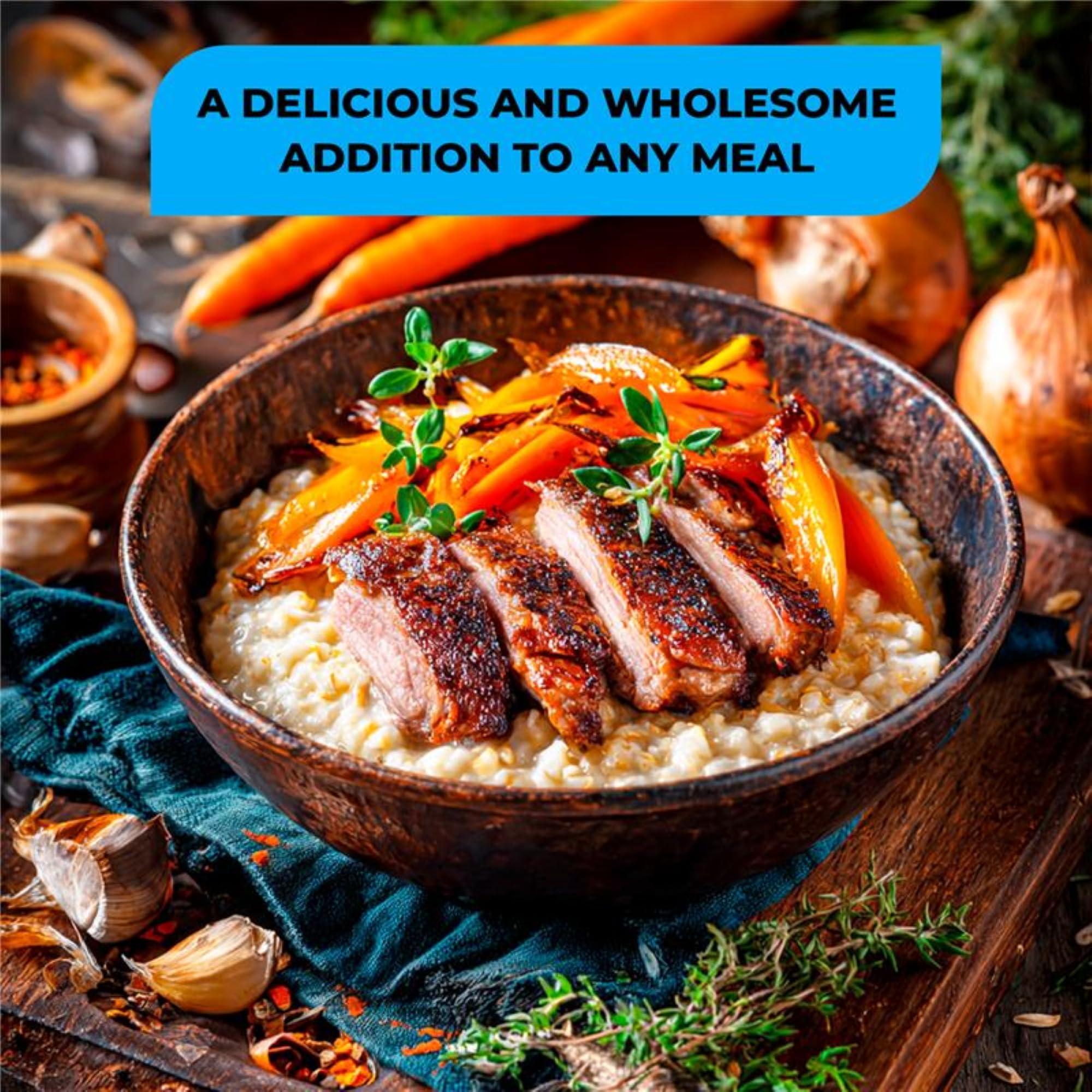 WOODCHA grain bowl with fruit and nuts illustrating versatile meal ideas