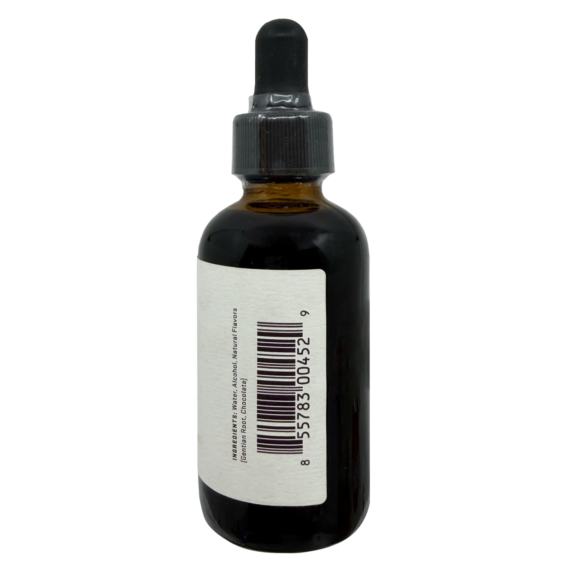 Woodford Reserve bitters beside a measuring jigger showing 2 oz bottle scale for portion control