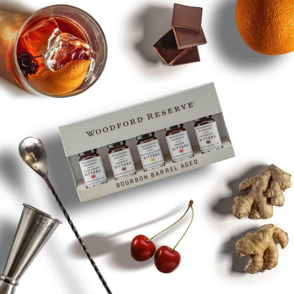 Woodford Reserve gift box on a bar counter showing presentation appeal for cocktail lovers