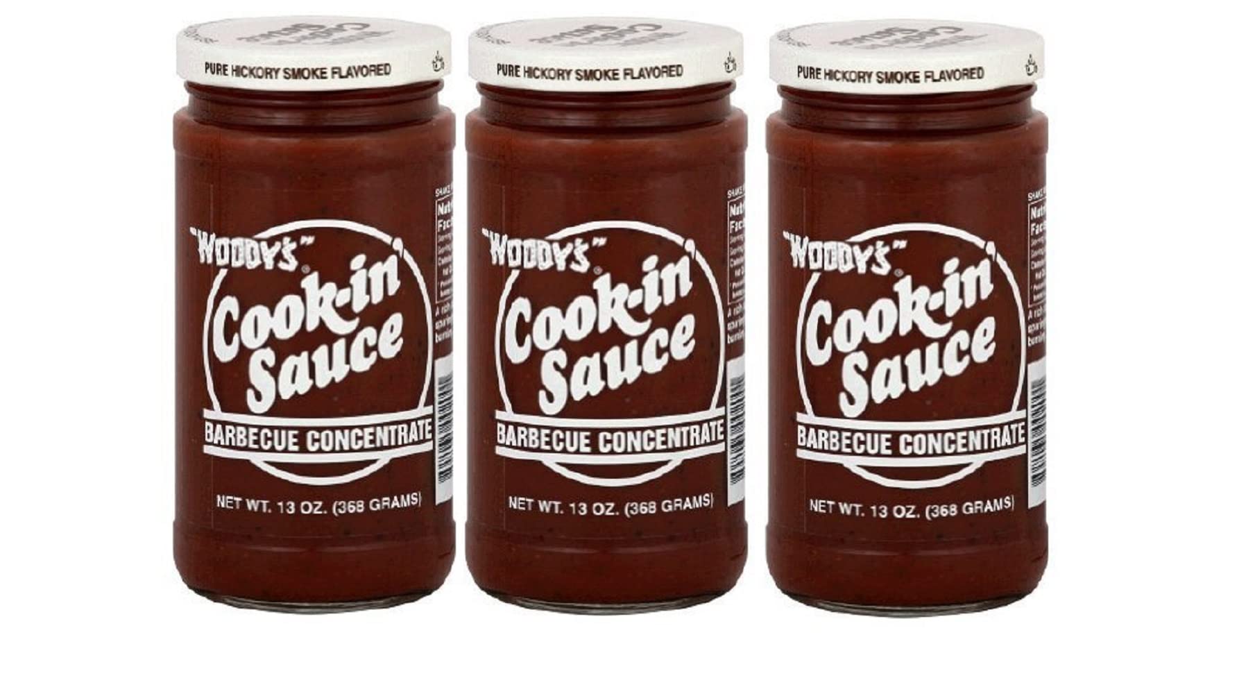 WOODY'S bottle front packaging showing label and thick sauce benefit