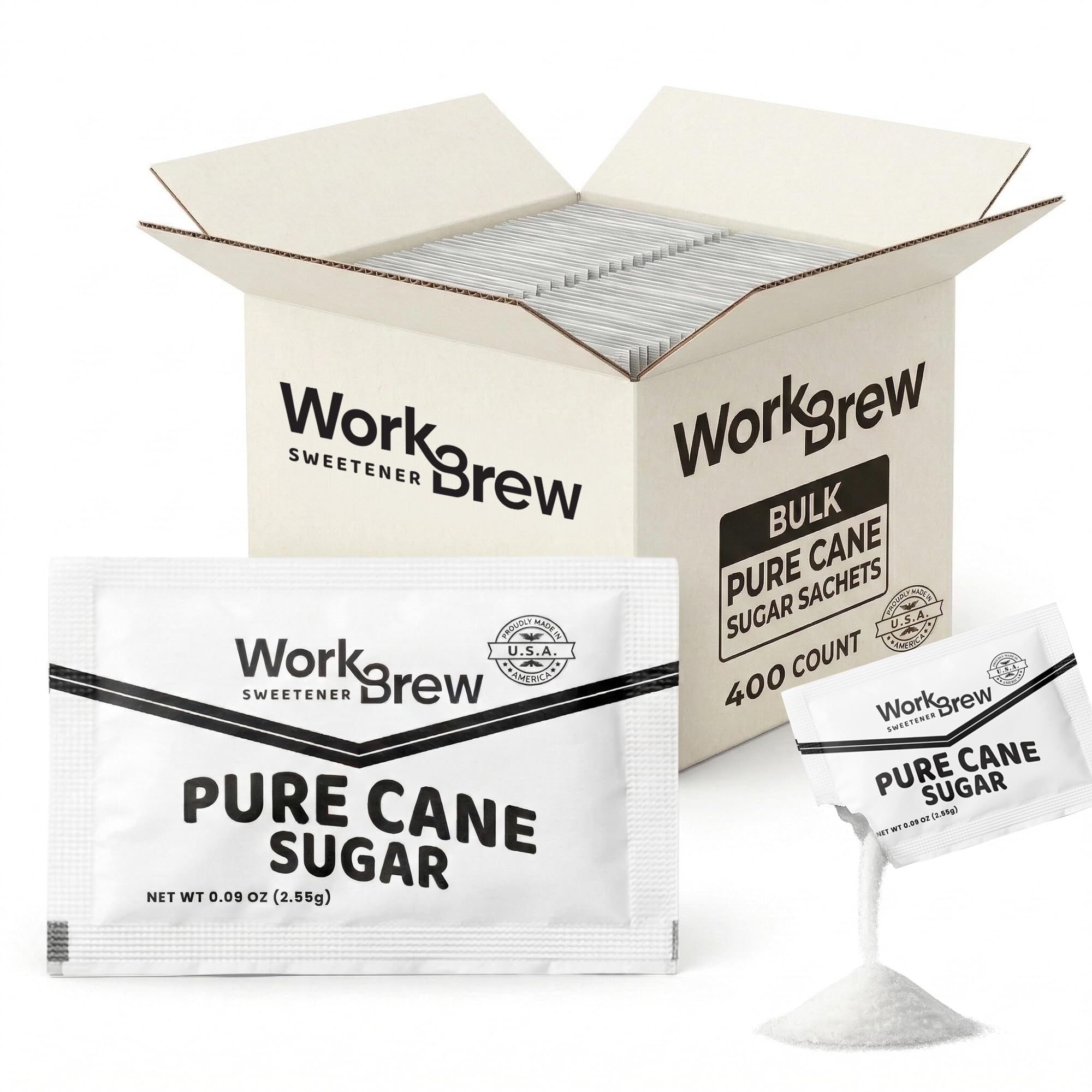 WorkBrew front packaging showing 400 packets and clear branding for convenient supply