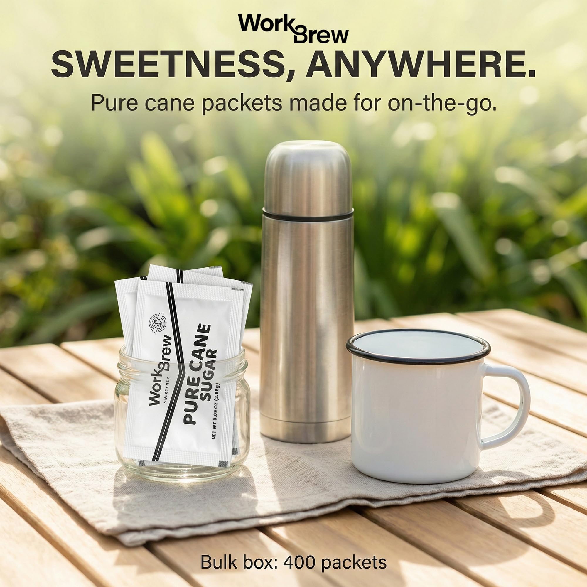 WorkBrew packet beside a ruler to show compact size and easy storage benefit