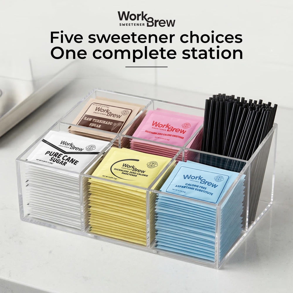 WorkBrew kit beside a ruler and cup illustrating scale and generous 650-count supply
