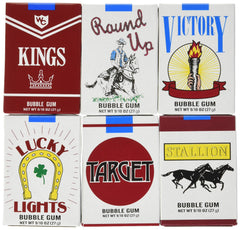 World bubble gum cigarettes front display box showing 24 packs and vibrant designs for retail appeal