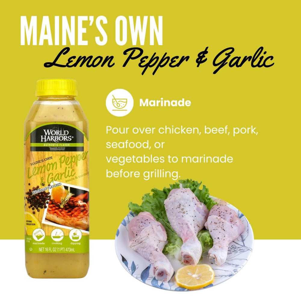 World Harbors sauce drizzled over seared scallops for citrusy, garlicky finish