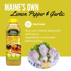 World Harbors sauce drizzled over seared scallops for citrusy, garlicky finish