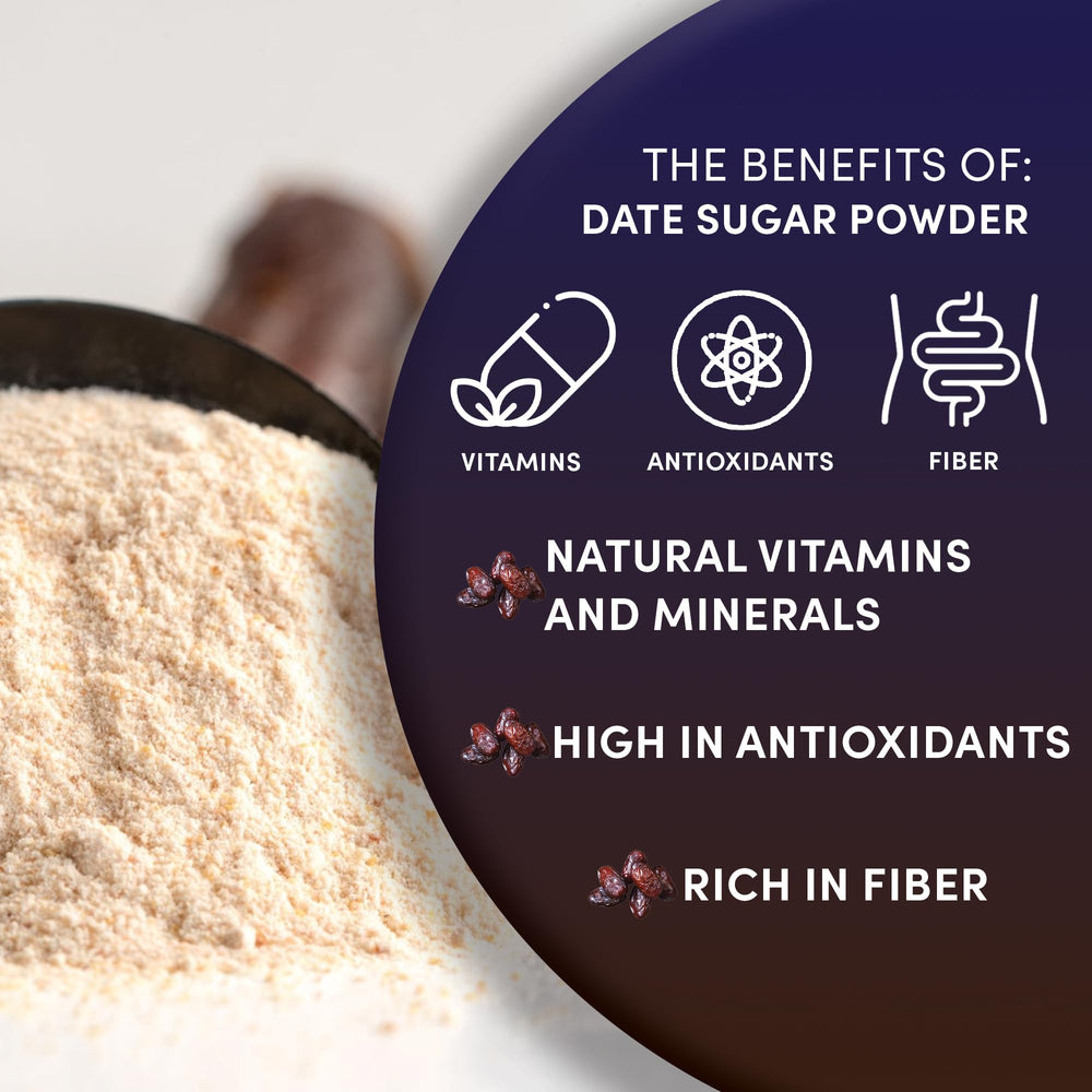 Date sugar folded into muffin batter with measuring cup, Worldwide Botanicals adds caramel flavor