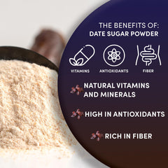 Date sugar folded into muffin batter with measuring cup, Worldwide Botanicals adds caramel flavor