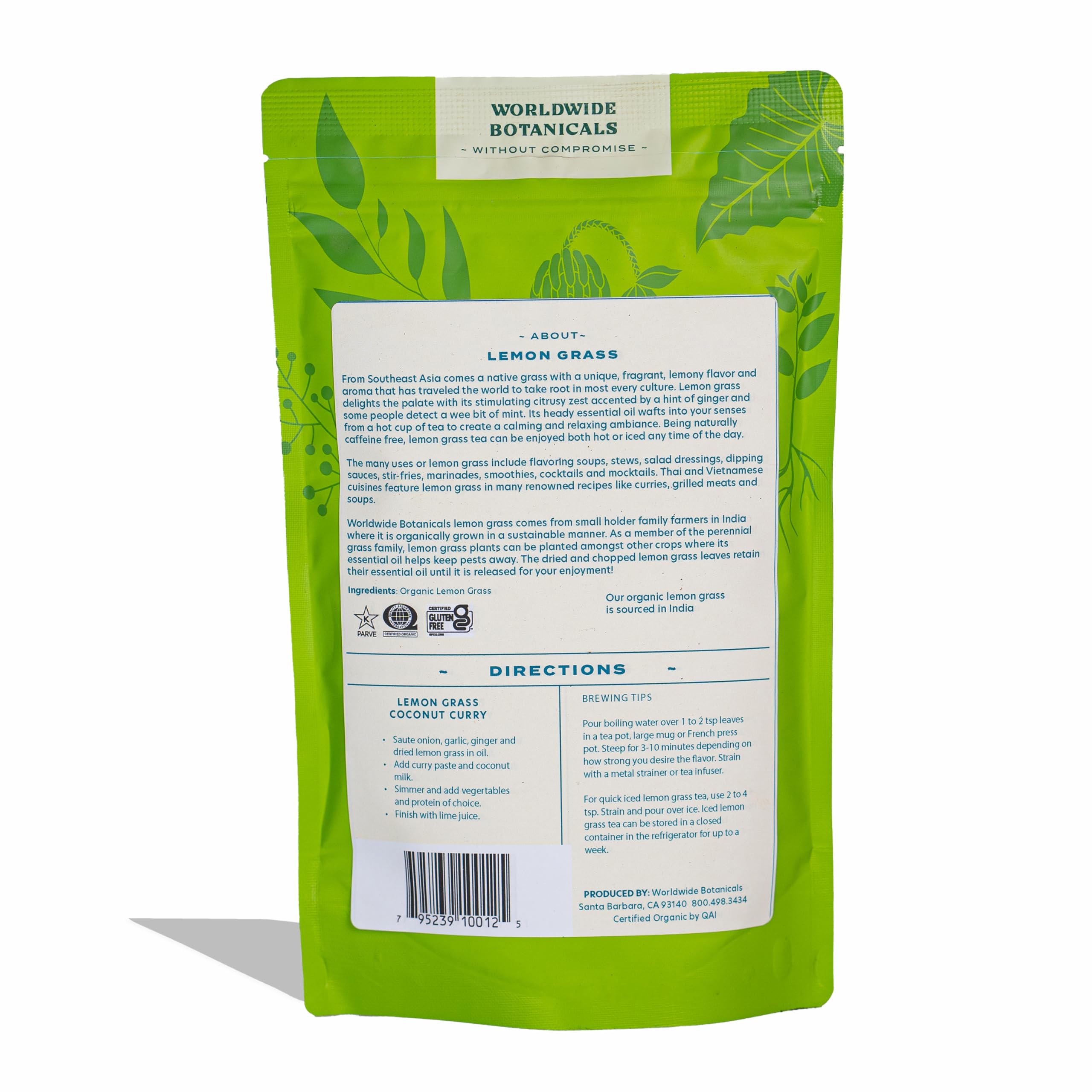 Worldwide Botanicals lemongrass beside teaspoon for size comparison helping portion control benefit