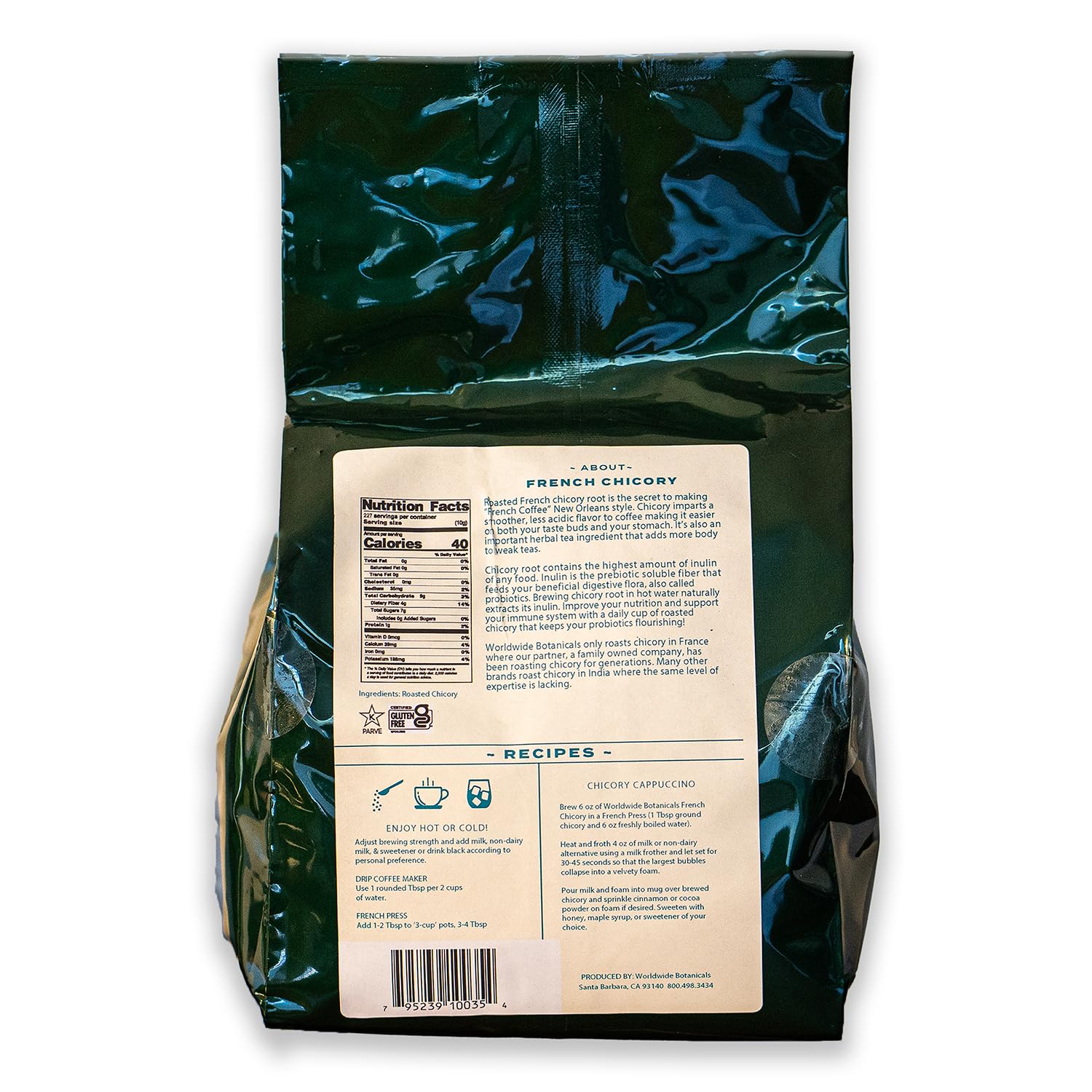 Worldwide Botanicals next to measuring scale illustrating 5 pound bulk quantity