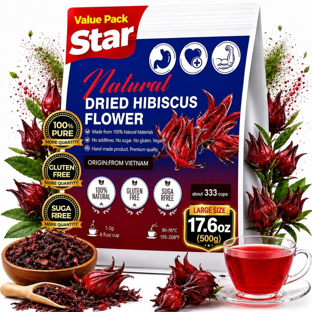 WOTIHA front pouch showing packaging and benefits of natural hibiscus