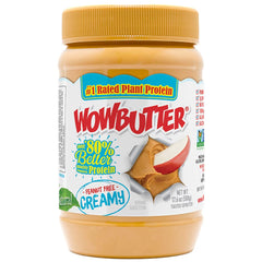 WOWBUTTER front jar view showing label and school-safe benefit