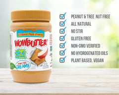 WOWBUTTER jar side label close-up showing ingredients and peanut-free benefit