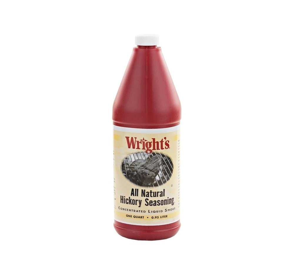 Wright's liquid smoke front label showing size and hickory flavor benefit