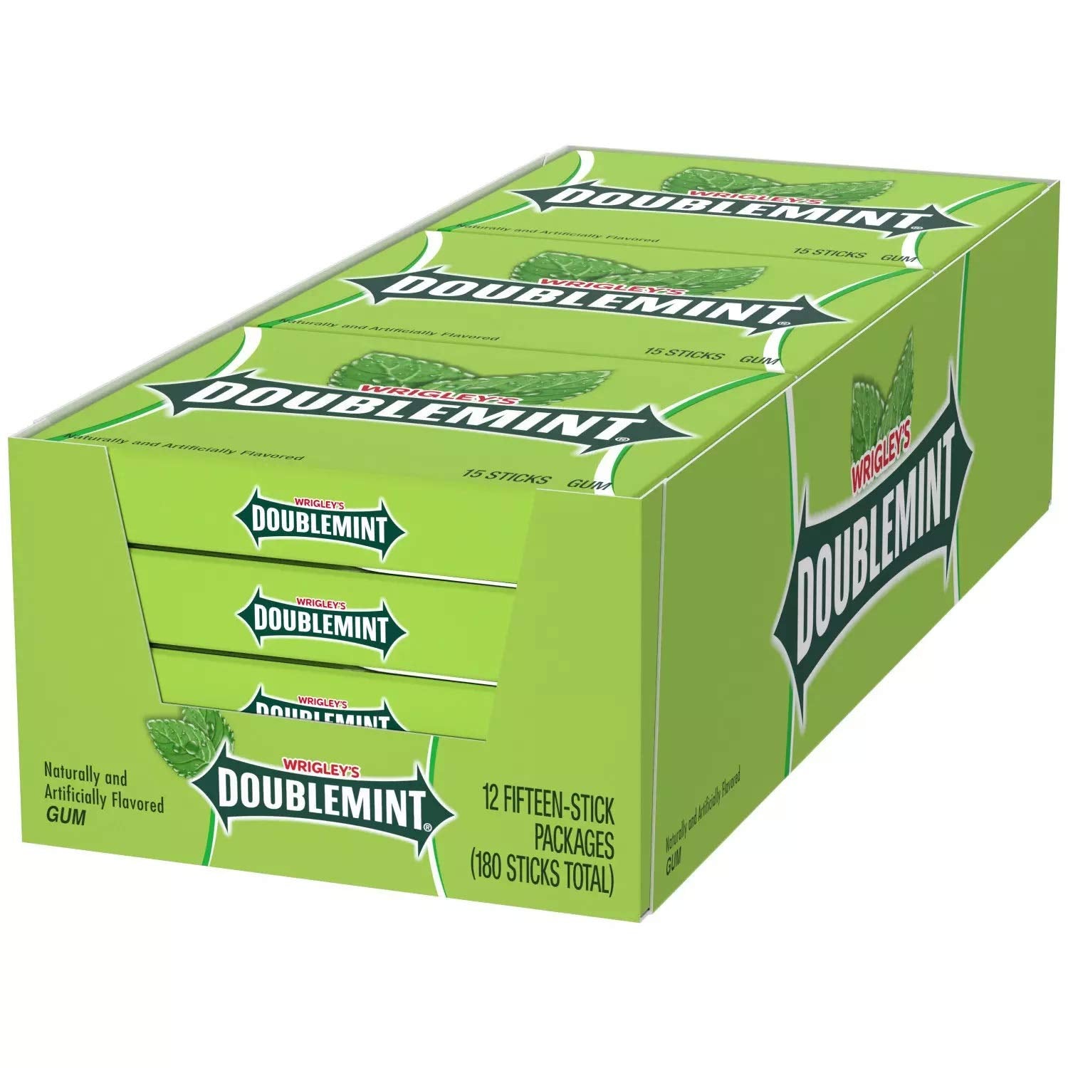 wrigley's doublemint front packaging showing brand and 15-count label for easy choice