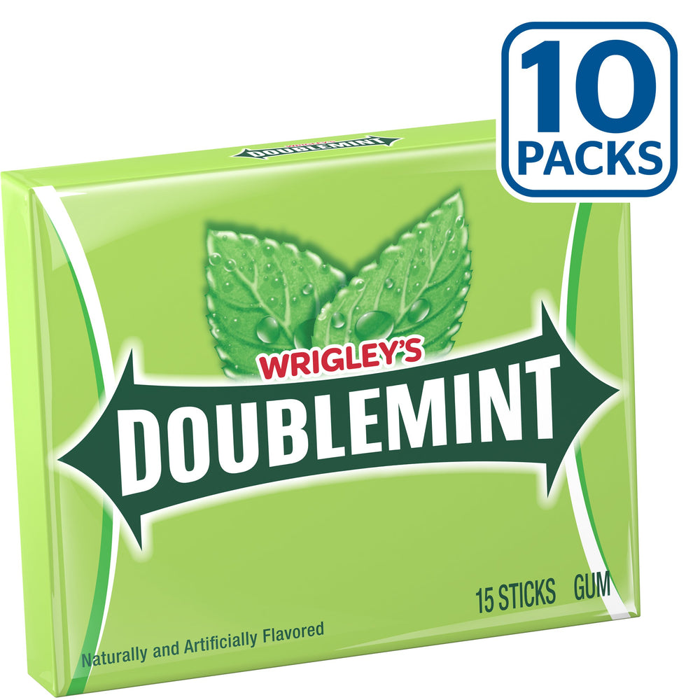 Wrigley's open pack displaying 15 wrapped sticks highlighting convenience and sharing