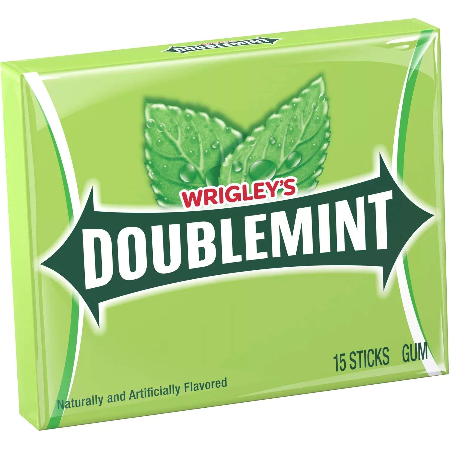 wrigley's doublemint stick closeup showing texture and fresh mint appeal