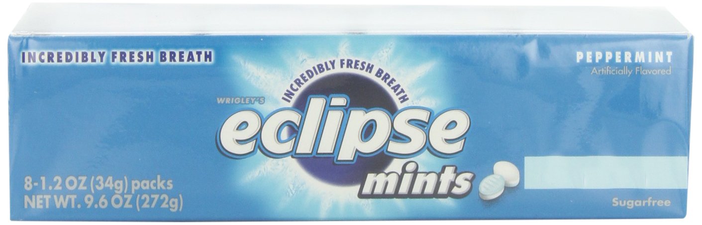 Wrigley's Eclipse mint held in hand showing easy use and instant freshness