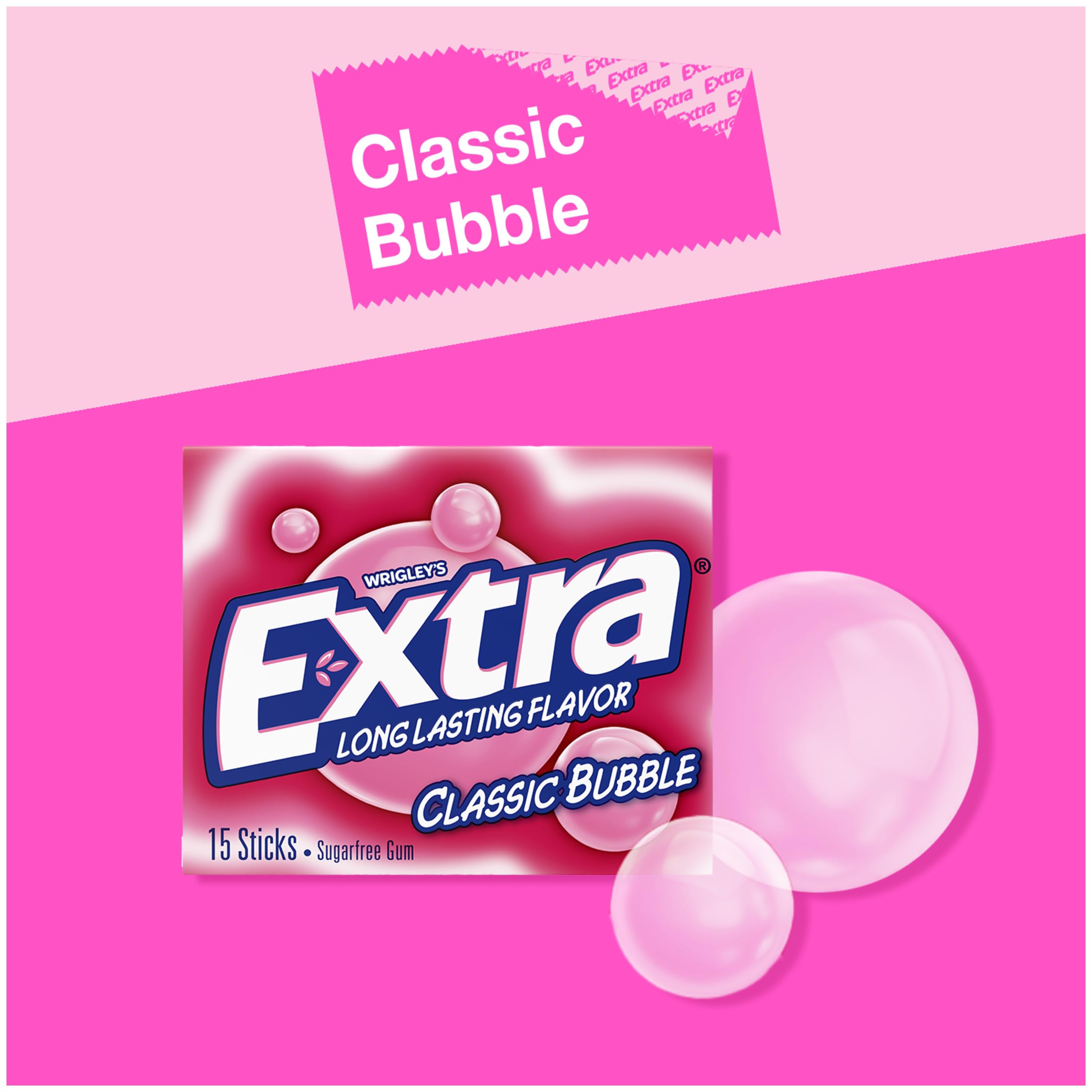 WRIGLEY'S EXTRA open stick showing individual stick and quick refresh benefit