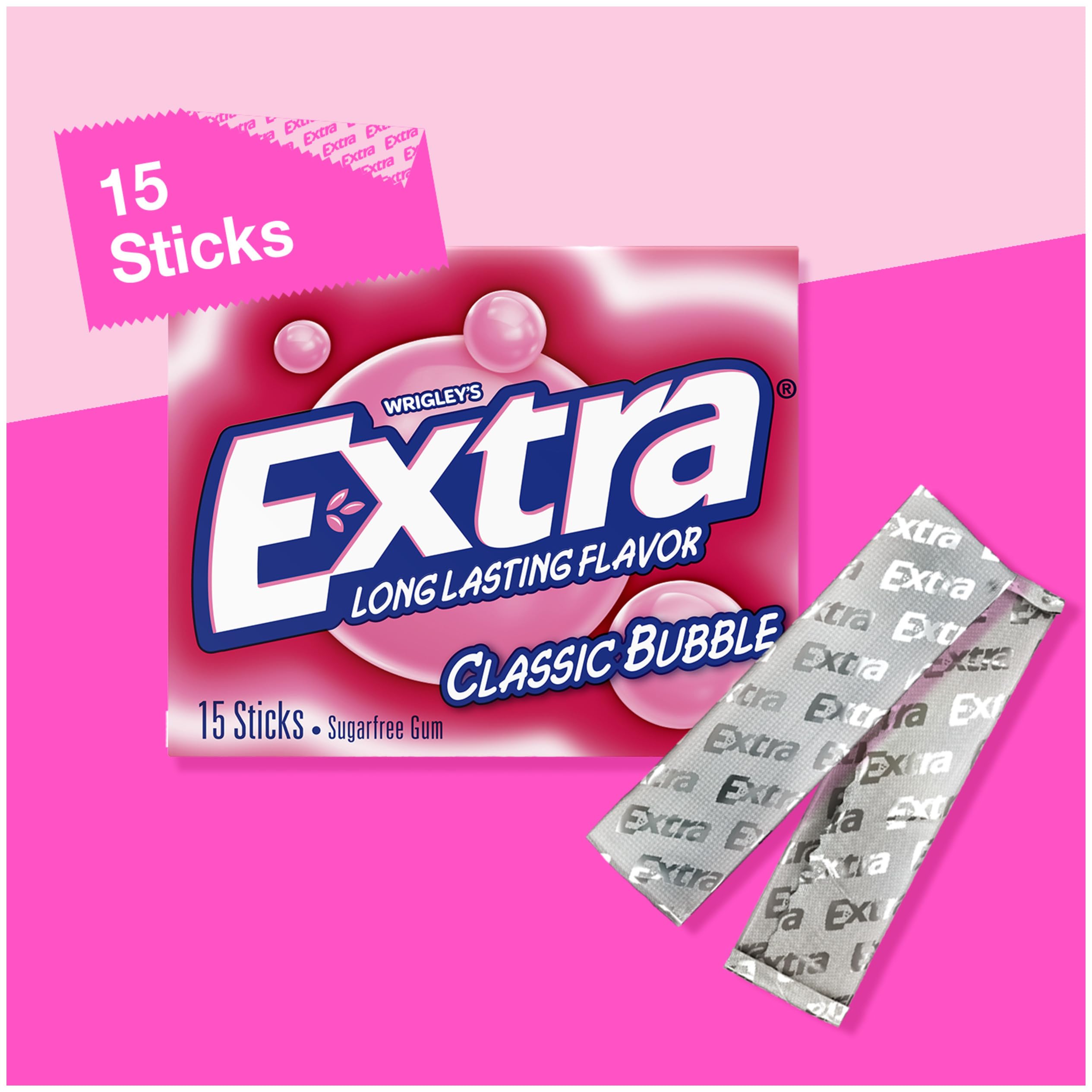 WRIGLEY'S EXTRA stacked slim packs highlighting portability and supply