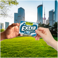 WRIGLEY'S EXTRA close-up of gum stick texture highlighting smooth chew and mint clarity