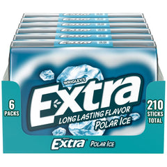 WRIGLEY'S EXTRA front packaging showing six 35-count Polar Ice packs for lasting supply