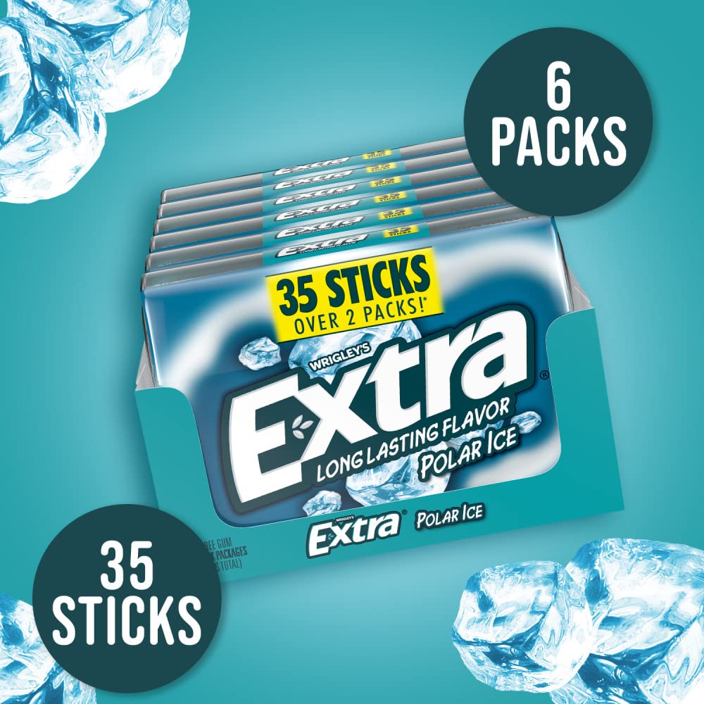 WRIGLEY'S EXTRA row of individually wrapped Polar Ice sticks demonstrating hygienic sharing
