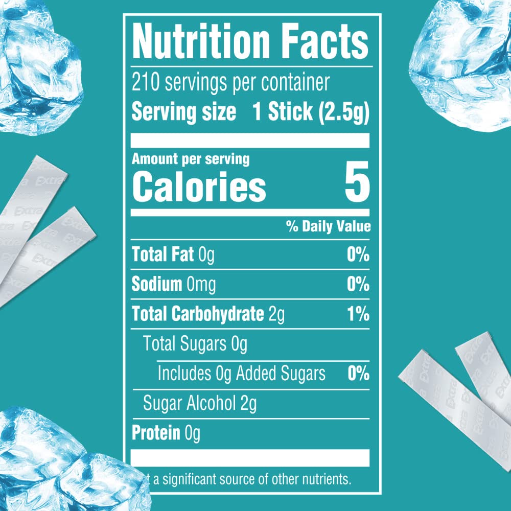 WRIGLEY'S EXTRA product label and nutrition panel for ingredient transparency