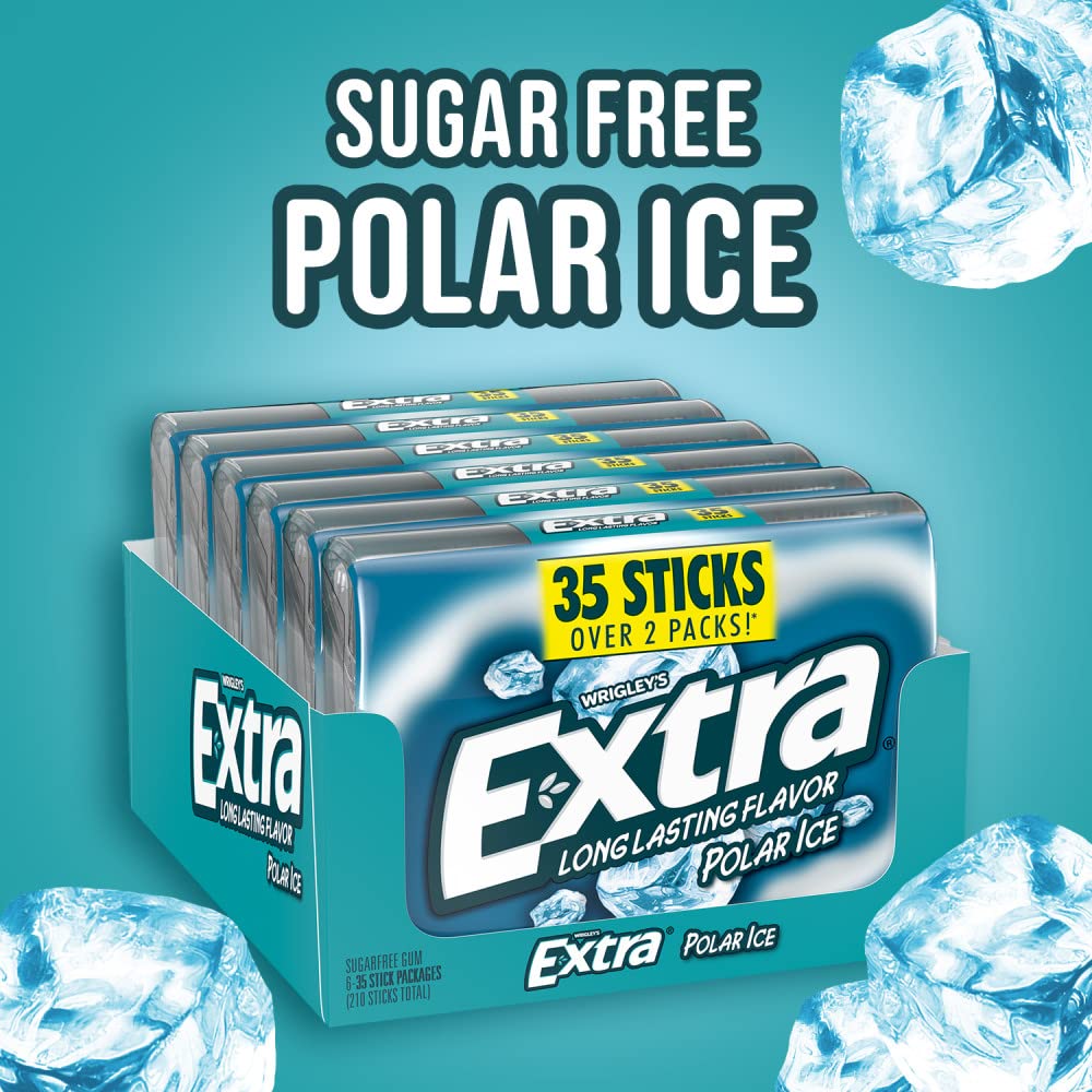 WRIGLEY'S EXTRA open pack with a single Polar Ice stick ready to use for quick freshness