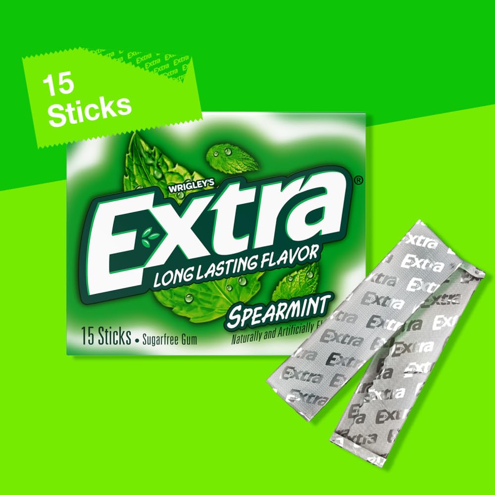 WRIGLEY'S EXTRA single stick wrapper held ready to unwrap and enjoy