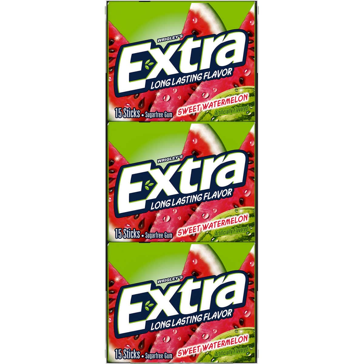 WRIGLEY'S EXTRA twelve packs lined up to show bulk supply ideal for resale or events